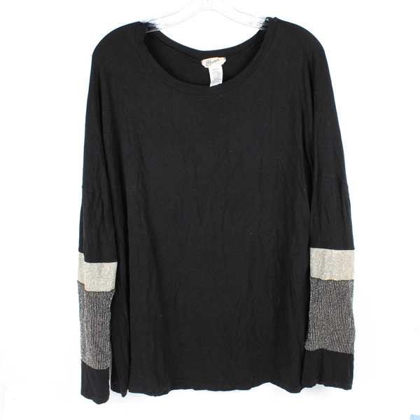 Blumin Women's L Black with Decorative Long Sleeve Blouse