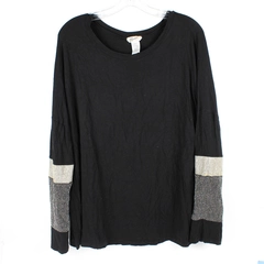 Blumin Women's L Black with Decorative Long Sleeve Blouse