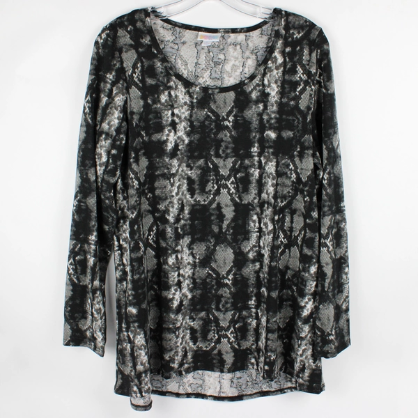 LuLaRoe Women's L Black and Grey Snakeskin Pattern Long Sleeve