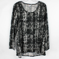 LuLaRoe Women's L Black and Grey Snakeskin Pattern Long Sleeve