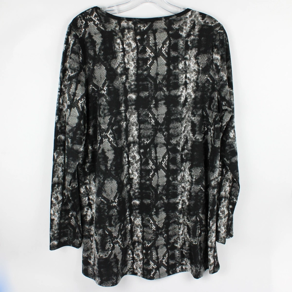 LuLaRoe Women's L Black and Grey Snakeskin Pattern Long Sleeve