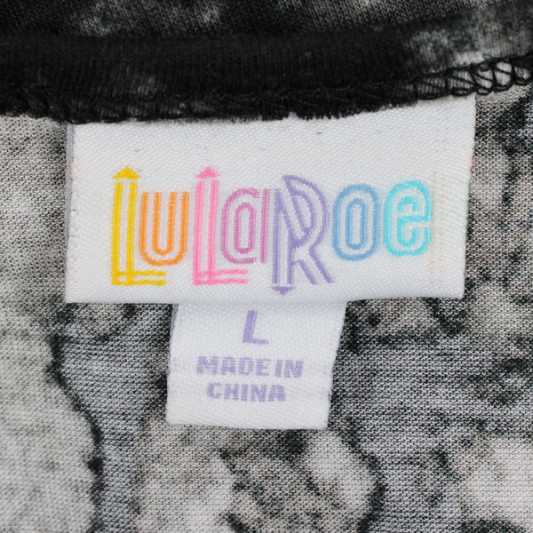 LuLaRoe Women's L Black and Grey Snakeskin Pattern Long Sleeve