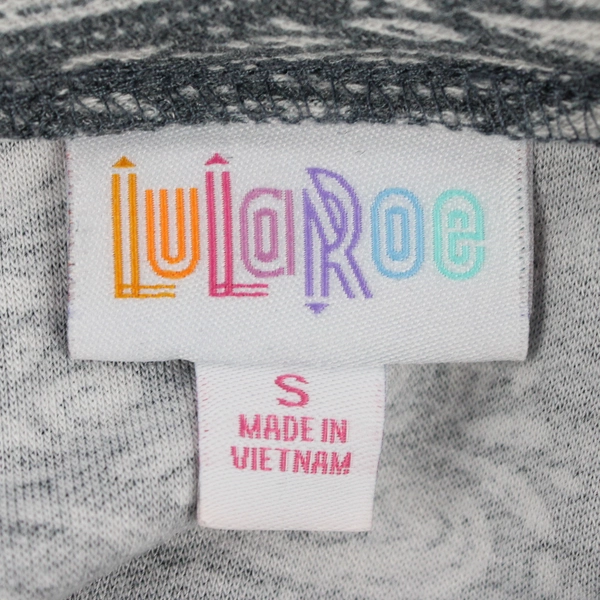 LuLaRoe Women's S Gray Filigree Patterned Shirt with Balloon Sleeve