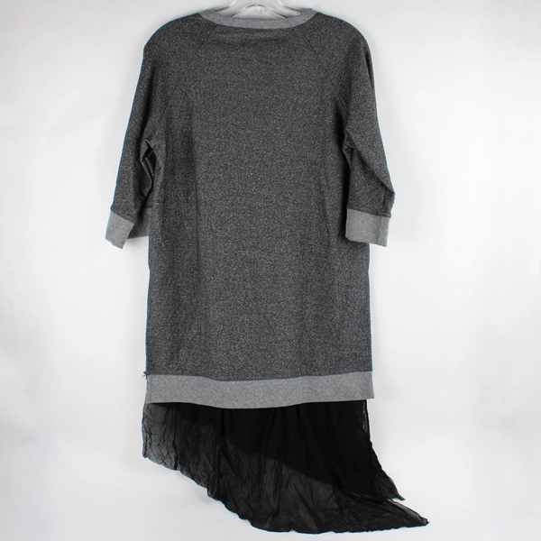 Ten 6 Ten Women's M Gray Sweater with Asymmetric Mesh Trim