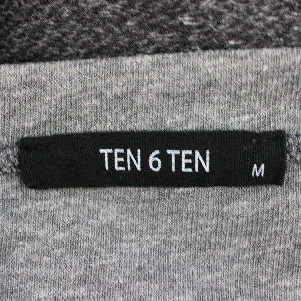 Ten 6 Ten Women's M Gray Sweater with Asymmetric Mesh Trim