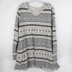 LuLaRoe Women's L White and Gray Patterned Sweater
