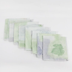 Set of 8 Hand-Dyed Leaf Print Napkins DIY Upcycling FLAWED