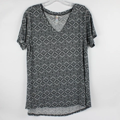 LuLaRoe Women's S Gray Geometric Patterned Short Sleeve T-Shirt