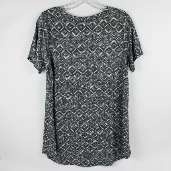 LuLaRoe Women's S Gray Geometric Patterned Short Sleeve T-Shirt