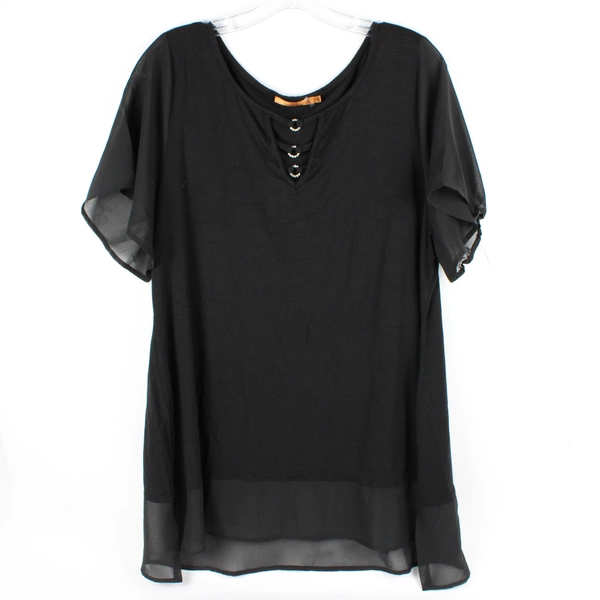Belldini Short Sleeve Solid Black Color Blouse Womens Size 1X