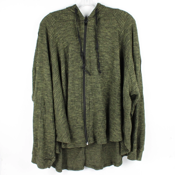 Blumin Women's L Dark Green Woven Zip-Up Sweater
