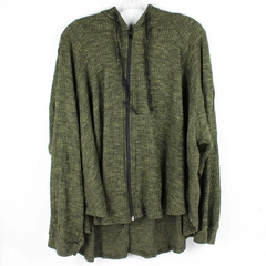 Blumin Women's L Dark Green Woven Zip-Up Sweater