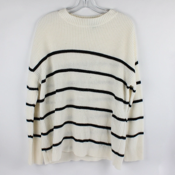 Dip Black Ivory Striped Knit Pullover Sweater Women's Size Medium