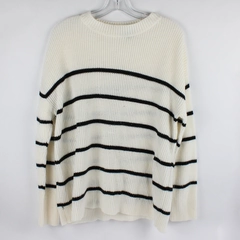 Dip Black Ivory Striped Knit Pullover Sweater Women's Size Medium