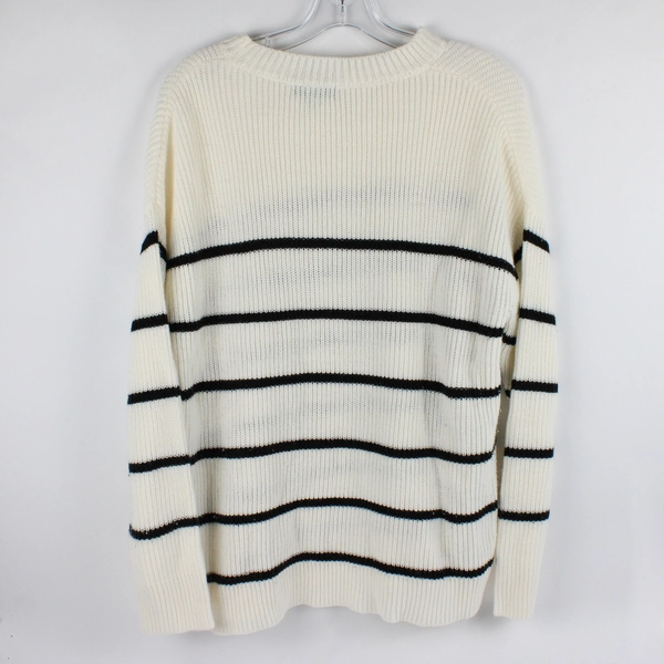 Dip Black Ivory Striped Knit Pullover Sweater Women's Size Medium