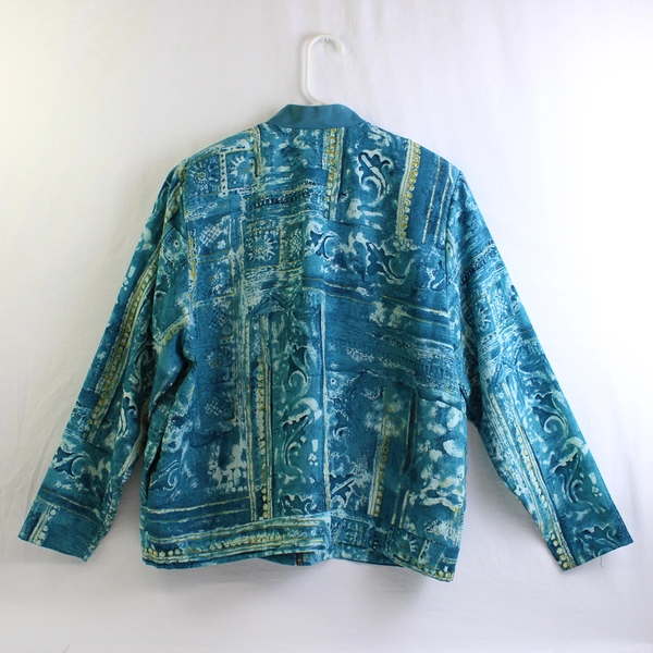 VTG Popovitch & Company Blue and Yellow Full-Zip Jacket Women's Size XL