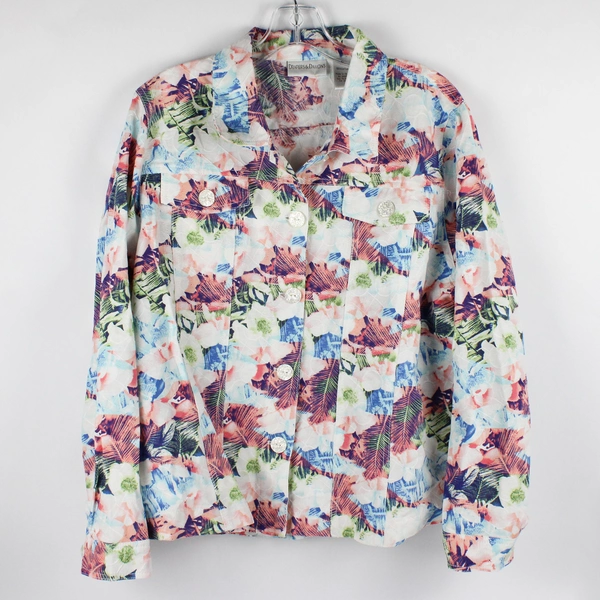 Draper's & Damon's Multicolor Palm Leaf Button-Up Women's XL