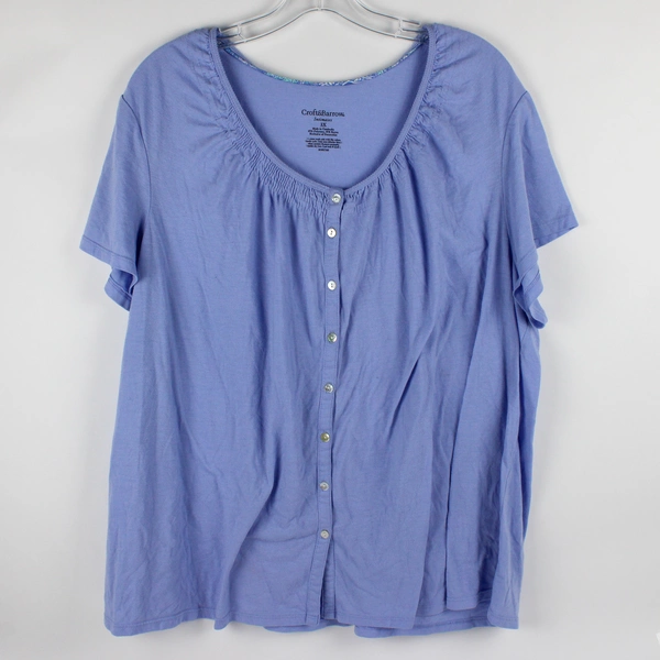 Croft & Barrow Lavender Purple Short-Sleeve Button-Up Pajama Top Women's 3X