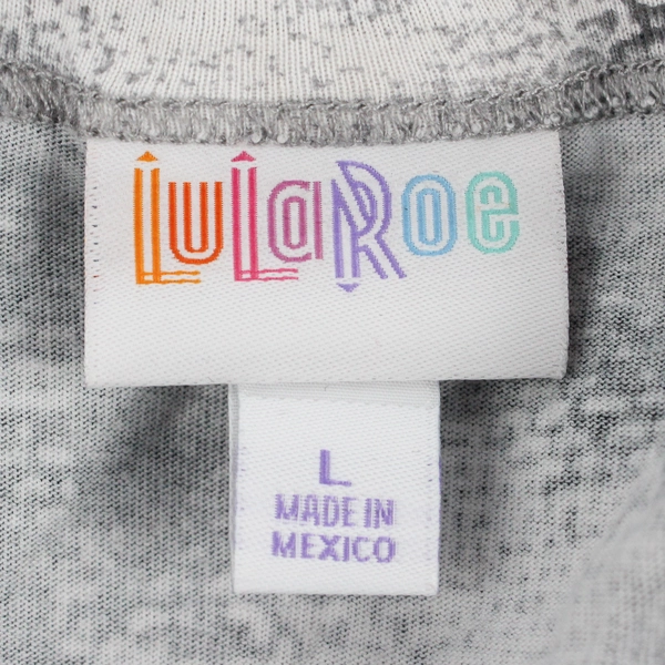 LueLaRoe White and Gray Splotched T-Shirt Women's Size Large