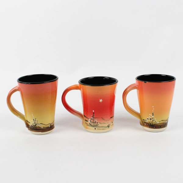 Lot of 3 StarKeeper Roger Allen Hand-Painted Southwestern Pottery Ceramic Mugs