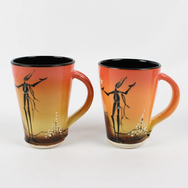 Lot of 3 StarKeeper Roger Allen Hand-Painted Southwestern Pottery Ceramic Mugs