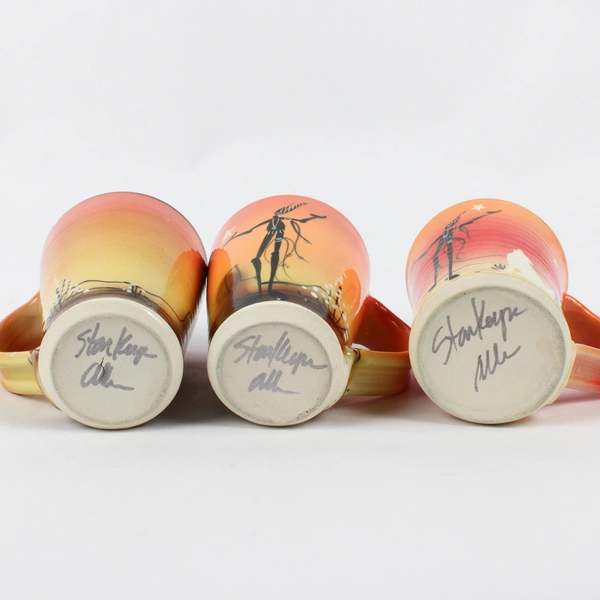 Lot of 3 StarKeeper Roger Allen Hand-Painted Southwestern Pottery Ceramic Mugs