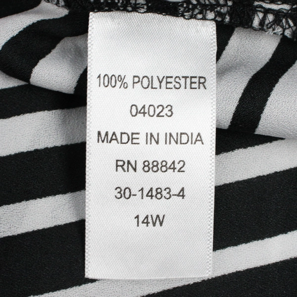 Denim 24/7 Black and White Striped 3/4-Sleeve Stand Collar Blouse Women's 14W