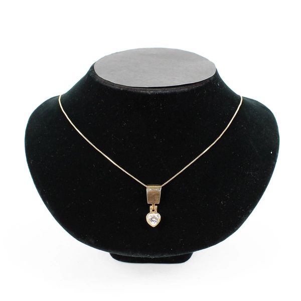 Cubic Zirconia Pendant Heart FAS Designer 925 Italy Necklace 19" Box Chain Gold