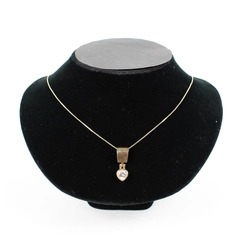 Cubic Zirconia Pendant Heart FAS Designer 925 Italy Necklace 19" Box Chain Gold