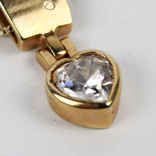 Cubic Zirconia Pendant Heart FAS Designer 925 Italy Necklace 19" Box Chain Gold