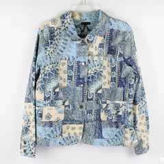 Silver Krossing Beige And Blue Floral Paisley Jacket Women's XL