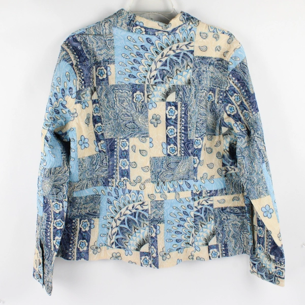 Silver Krossing Beige And Blue Floral Paisley Jacket Women's XL