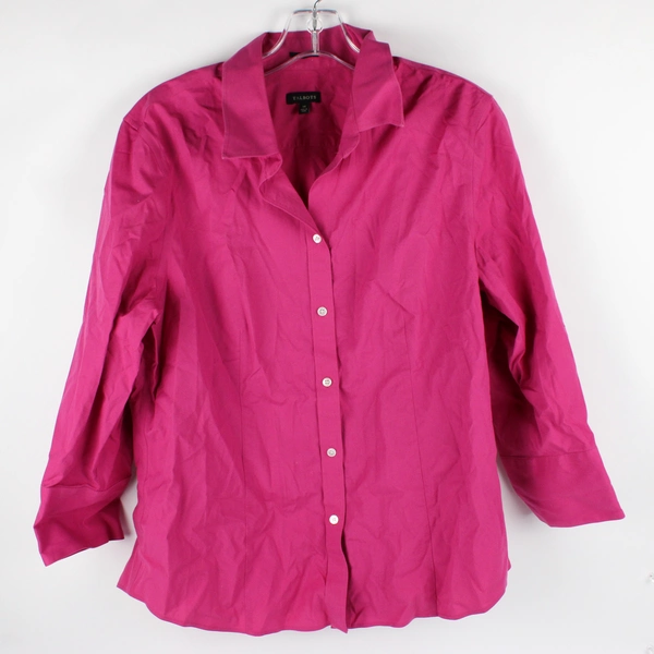 Talbots Fuchsia Pink Wrinkle-Resistant Button-Up Women's Size 14