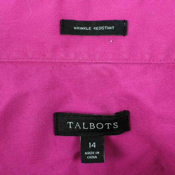 Talbots Fuchsia Pink Wrinkle-Resistant Button-Up Women's Size 14