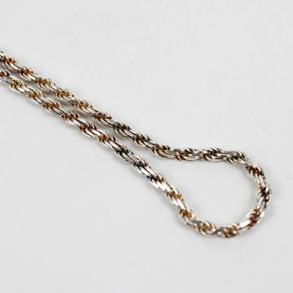 925 Sterling Silver Twisted Rope Chain Necklace From Italy 15 inch