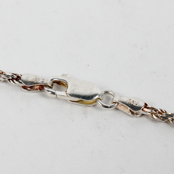 925 Sterling Silver Twisted Rope Chain Necklace From Italy 15 inch