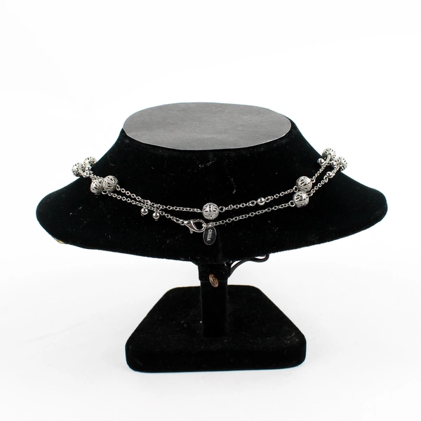 Cookie Lee Necklace Filigree Beads Silver Tone 34" Long