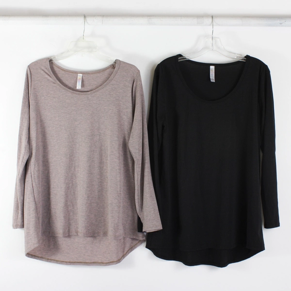 Lot of 2 LuLaRoe Long-Sleeve T-Shirts Women's Large Black and Taupe