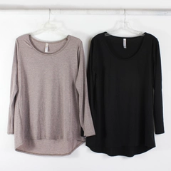 Lot of 2 LuLaRoe Long-Sleeve T-Shirts Women's Large Black and Taupe