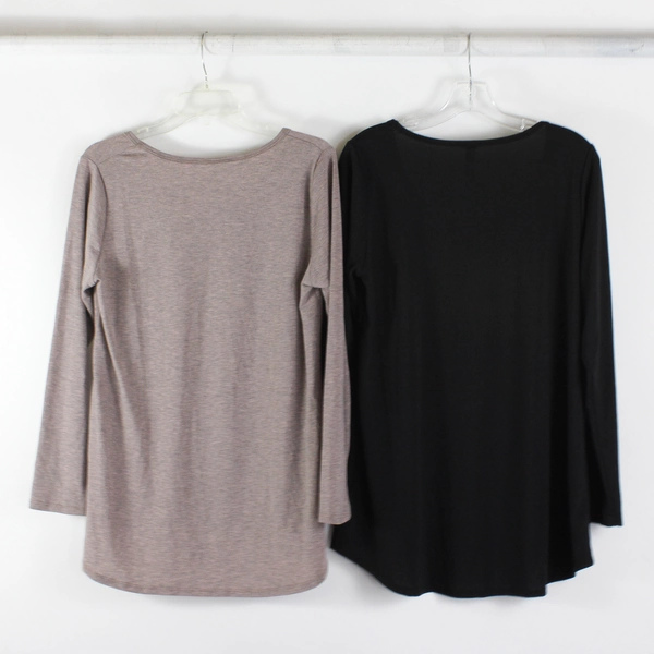 Lot of 2 LuLaRoe Long-Sleeve T-Shirts Women's Large Black and Taupe