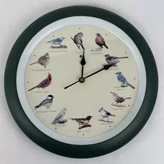 The Original Singing Bird Hanging Wall Clock 13" Green Sound Decor