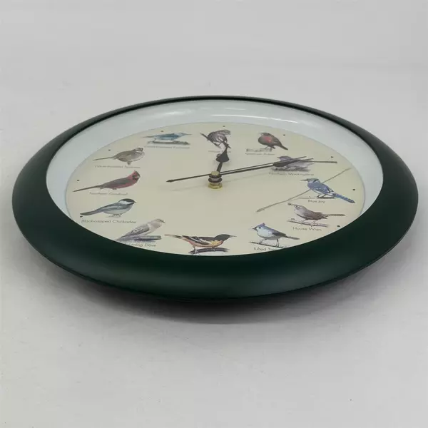 The Original Singing Bird Hanging Wall Clock 13" Green Sound Decor