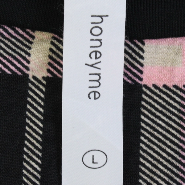 Honeyme Black Pink Beige Plaid Dolman Sleeve Top Women's Size Large