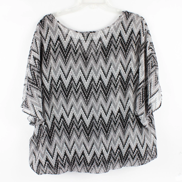 AB Studio Black and Gray Geometric Chevron Dolman Sleeve Top Women's XL