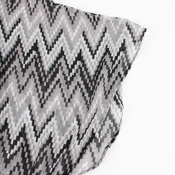 AB Studio Black and Gray Geometric Chevron Dolman Sleeve Top Women's XL