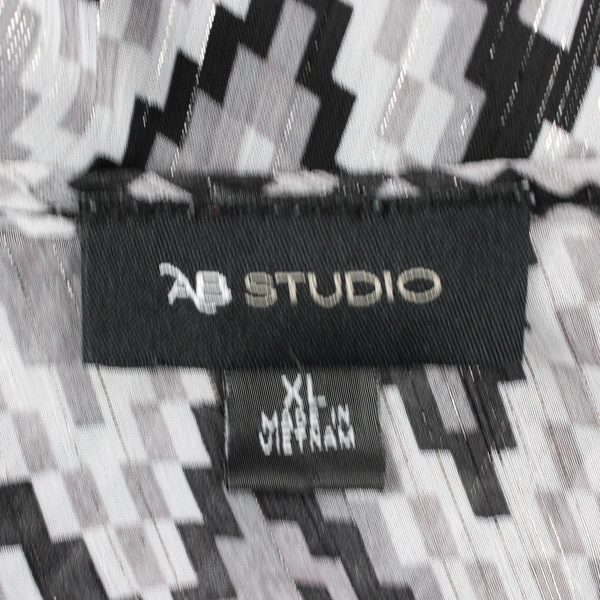 AB Studio Black and Gray Geometric Chevron Dolman Sleeve Top Women's XL
