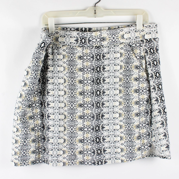 Croft & Barrow Gray Beige White Ikat Pattern Skort Women's XL