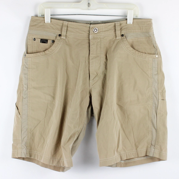 Kuhl Beige Hiking Cargo Shorts Men's Size 34 FLAWED