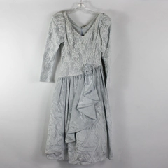 VTG Scott McClintock Off-White Puff-Sleeve Asymmetrical Wedding Dress Women's 4