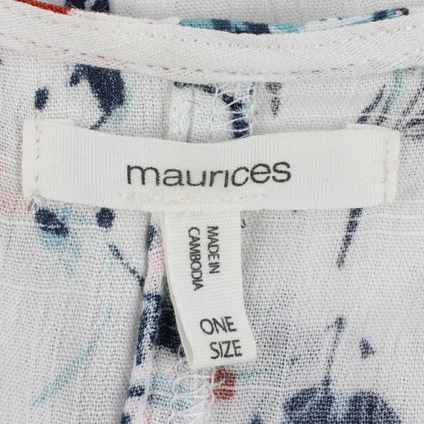 Maurices Women's Pink Red Blue Floral White Shawl Crochet Trim One Size